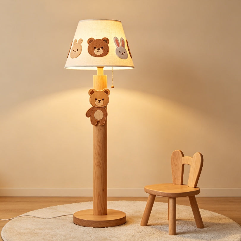 Natural Wood Kids Bedside Floor Lamp
