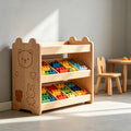 Natural Wood Kids Toy Storage Cabinet